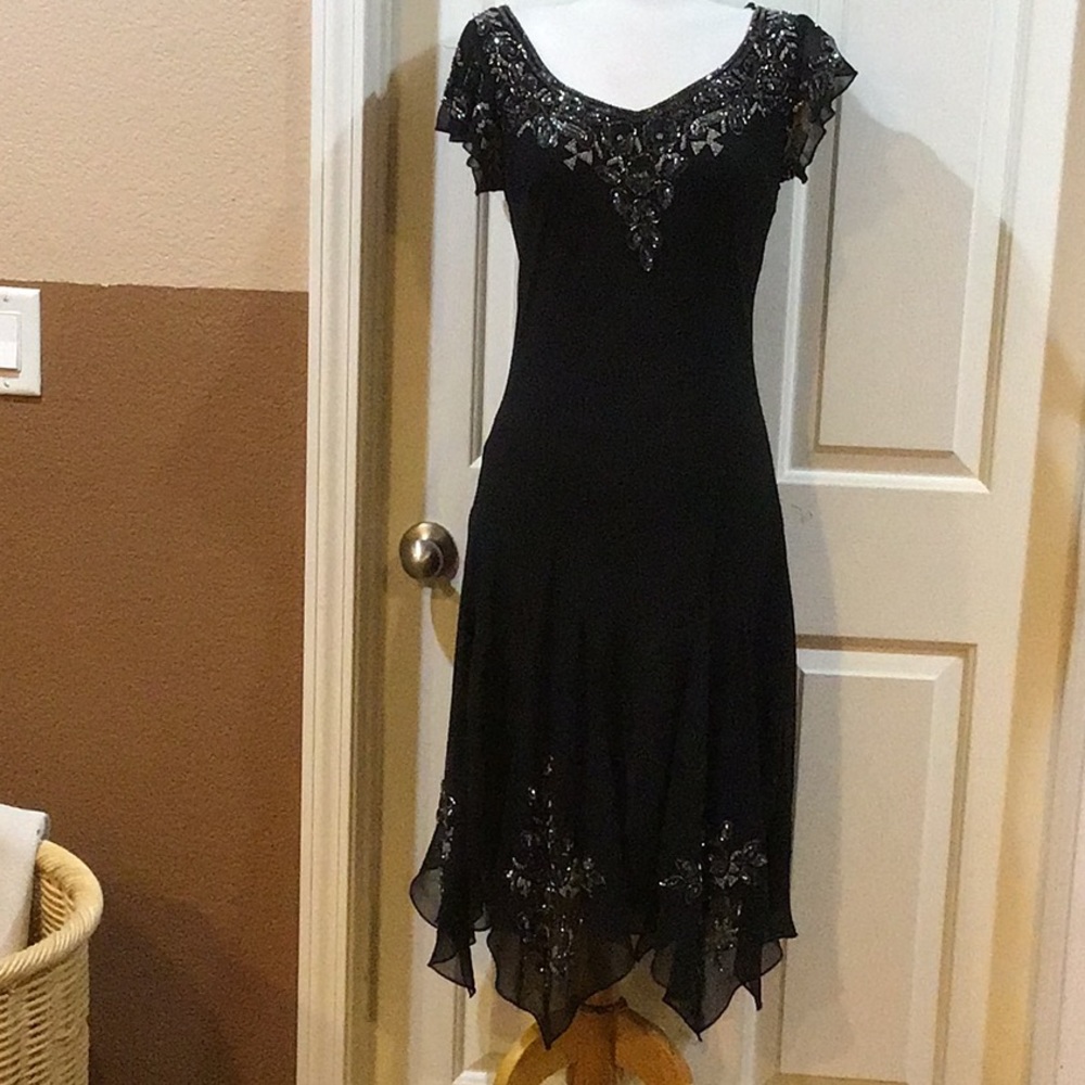 J Kara Embellished Handkerchief Dress